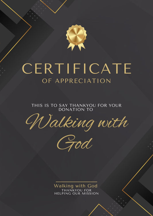 Instant donation $20 to the mission (Downloadable certificate for every Donation)